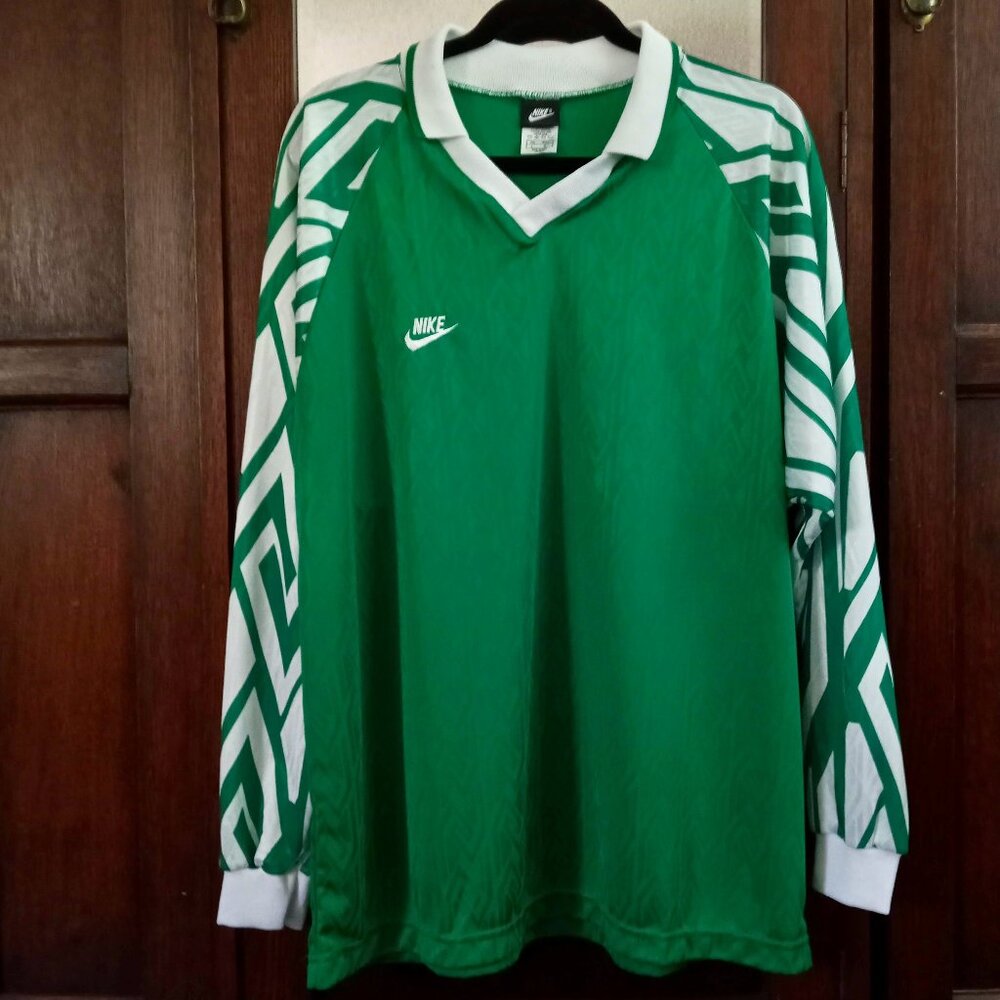 Vintage NIKE TEAM USA Soccer Jersey NWOT Green White SZ LG Blank Long Sleeve